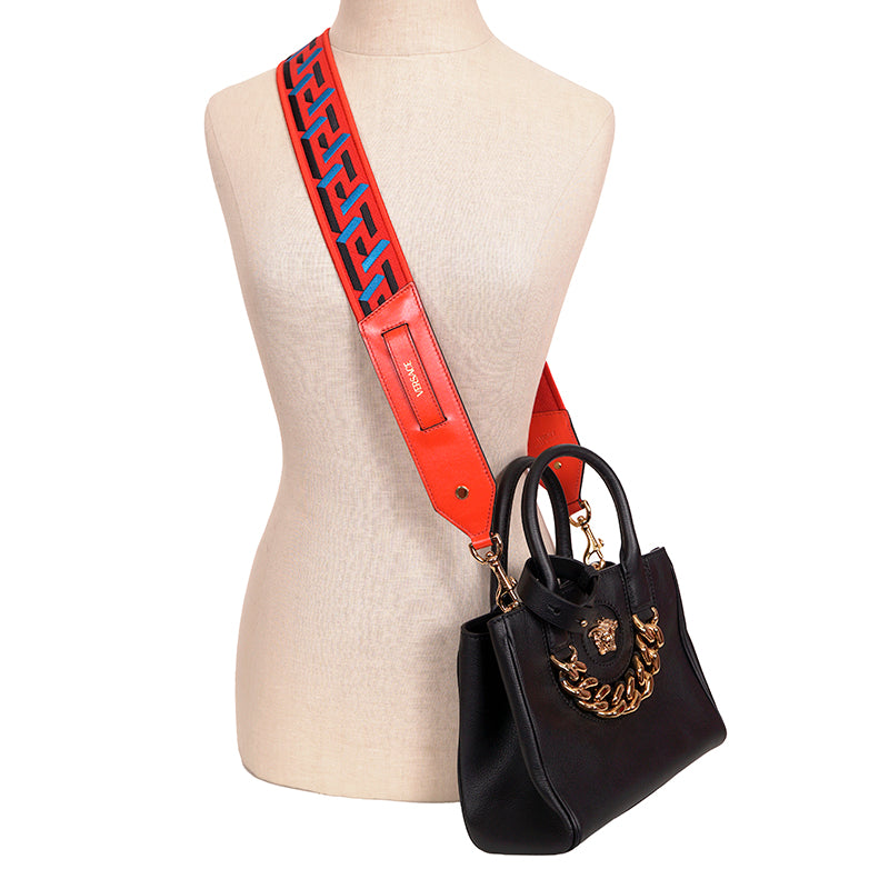 NEW $1,000 VERSACE Orange BAG STRAP & 2 Coin Purse LA GRECA MODULAR POUCH 3 SET