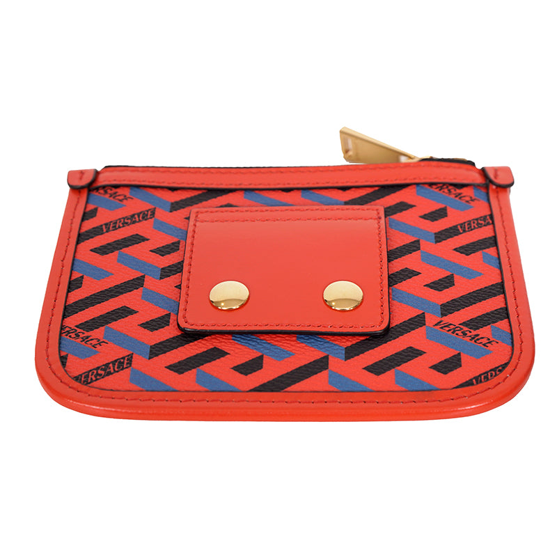 NEW $1,000 VERSACE Orange BAG STRAP & 2 Coin Purse LA GRECA MODULAR POUCH 3 SET