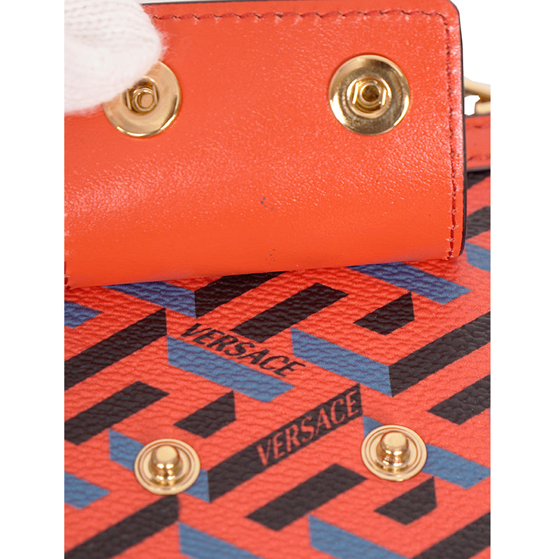 NEW $1,000 VERSACE Orange BAG STRAP & 2 Coin Purse LA GRECA MODULAR POUCH 3 SET