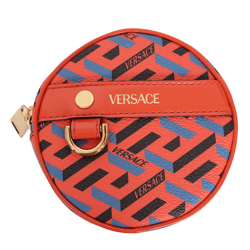 NEW $1,000 VERSACE Orange BAG STRAP & 2 Coin Purse LA GRECA MODULAR POUCH 3 SET