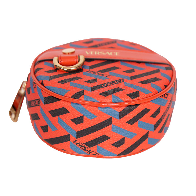 NEW $1,000 VERSACE Orange BAG STRAP & 2 Coin Purse LA GRECA MODULAR POUCH 3 SET