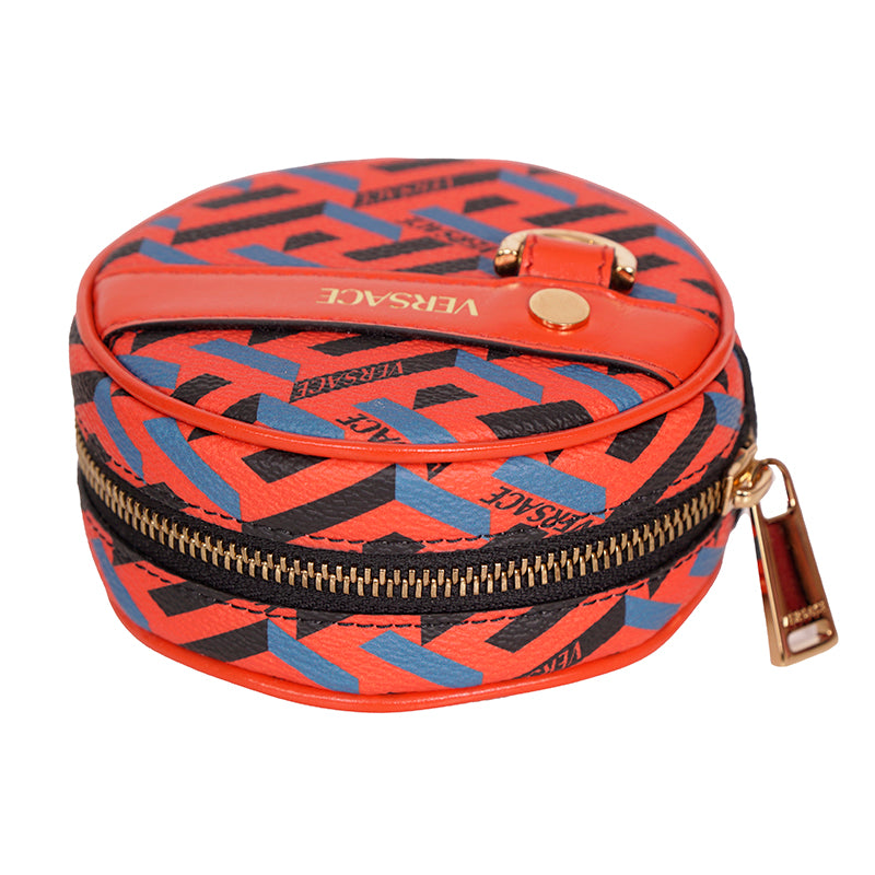 NEW $1,000 VERSACE Orange BAG STRAP & 2 Coin Purse LA GRECA MODULAR POUCH 3 SET