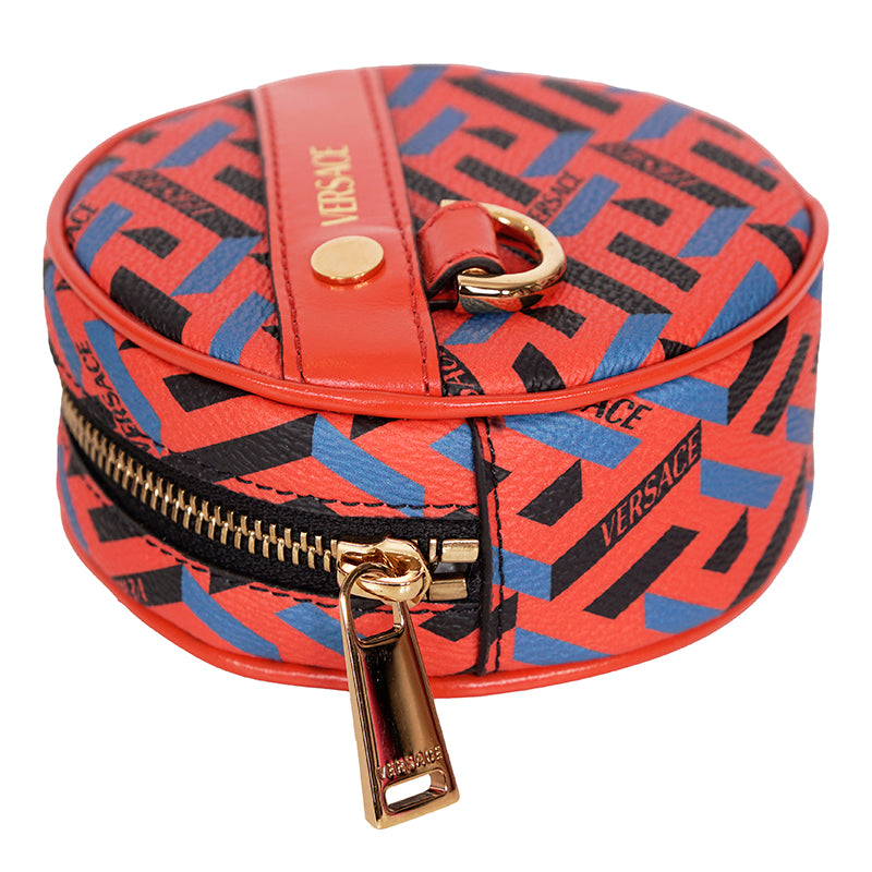 NEW $1,000 VERSACE Orange BAG STRAP & 2 Coin Purse LA GRECA MODULAR POUCH 3 SET