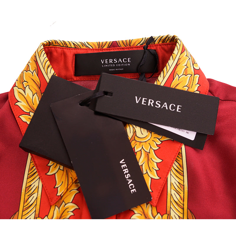 38 NEW $1,575 VERSACE Red Silk LUNAR NEW YEAR of TIGER PRINT Blouse SHIRT TOP XS