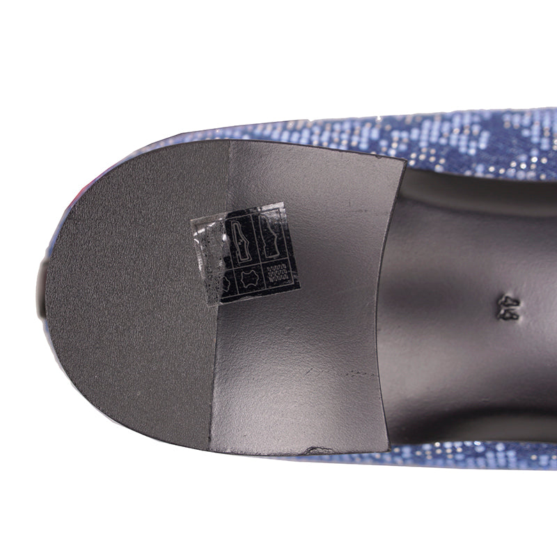 44 US 11 NEW $1175 VERSACE Men's Blue Denim BAROCCO CRYSTALS SMOKING LOAFERS NIB