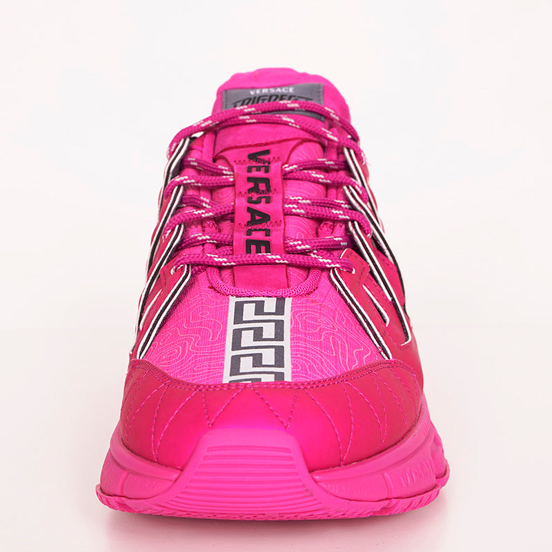 41 NEW $990 VERSACE Men's HOT PINK Nylon Low Top TRIGRECA Logo SNEAKERS NIB