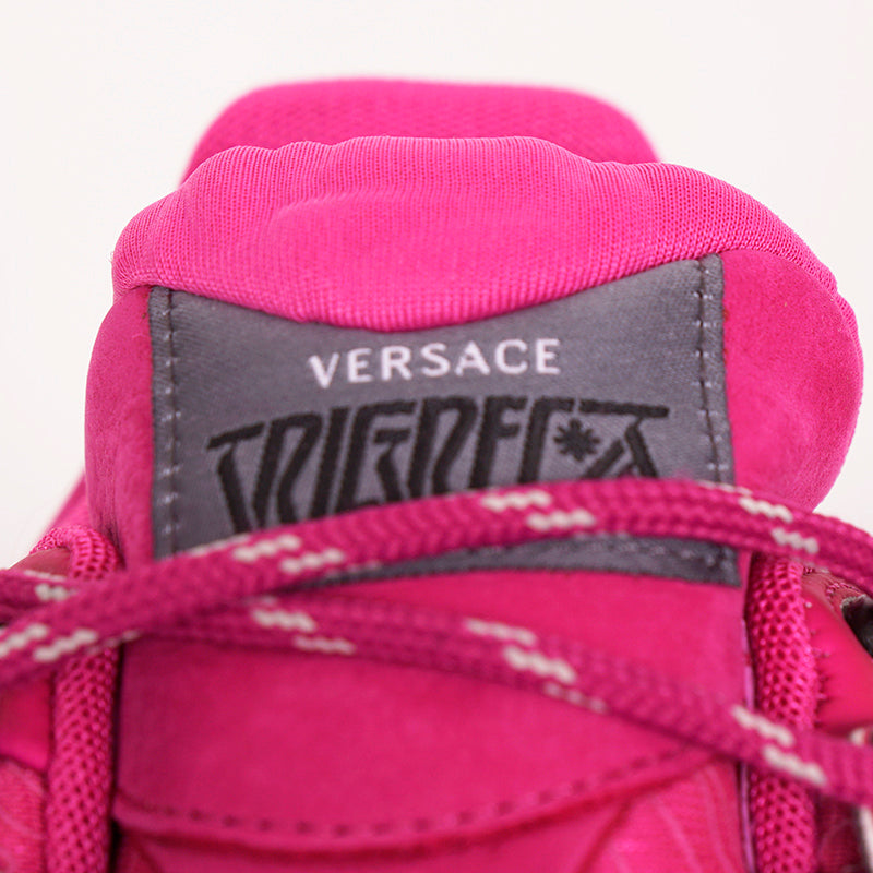 41 NEW $990 VERSACE Men's HOT PINK Nylon Low Top TRIGRECA Logo SNEAKERS NIB