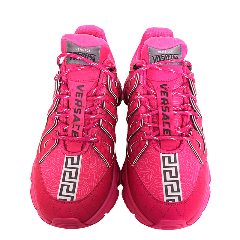 41 NEW $990 VERSACE Men's HOT PINK Nylon Low Top TRIGRECA Logo SNEAKERS NIB