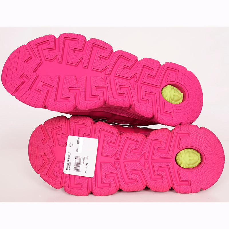 41 NEW $990 VERSACE Men's HOT PINK Nylon Low Top TRIGRECA Logo SNEAKERS NIB