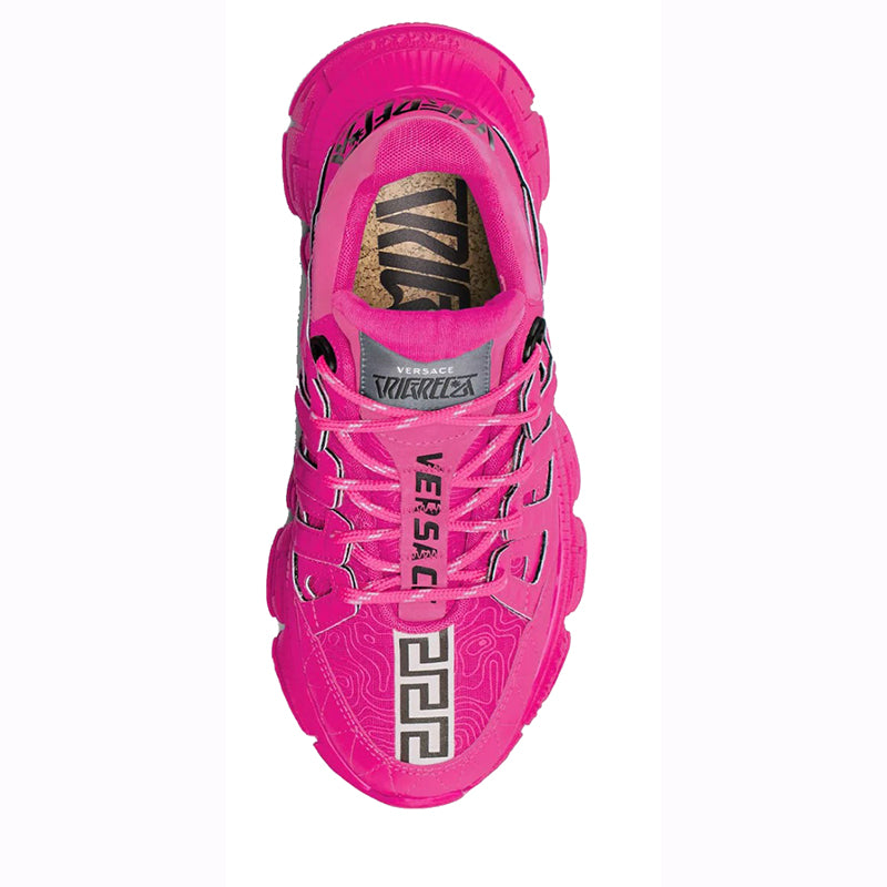 41 NEW $990 VERSACE Men's HOT PINK Nylon Low Top TRIGRECA Logo SNEAKERS NIB