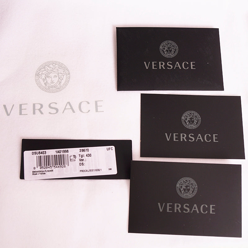 43 US 10 NEW $850 VERSACE Men Black Leather SMILEY MEDUSA LOGO High-top SNEAKERS