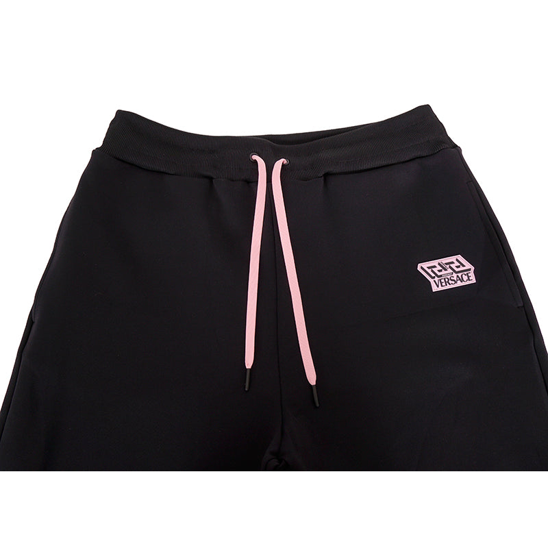 sz 3 US M NEW $625 VERSACE Black PINK LA GRECA LOGO Jersey Sporty JOGGER PANTS