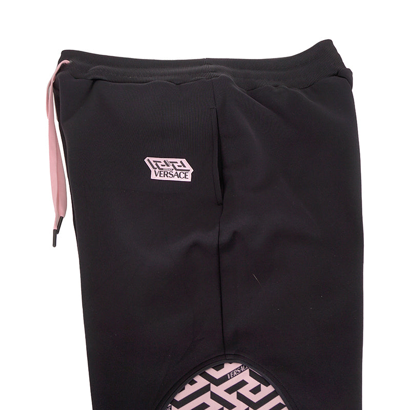 sz 3 US M NEW $625 VERSACE Black PINK LA GRECA LOGO Jersey Sporty JOGGER PANTS