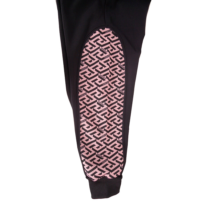 sz 3 US M NEW $625 VERSACE Black PINK LA GRECA LOGO Jersey Sporty JOGGER PANTS