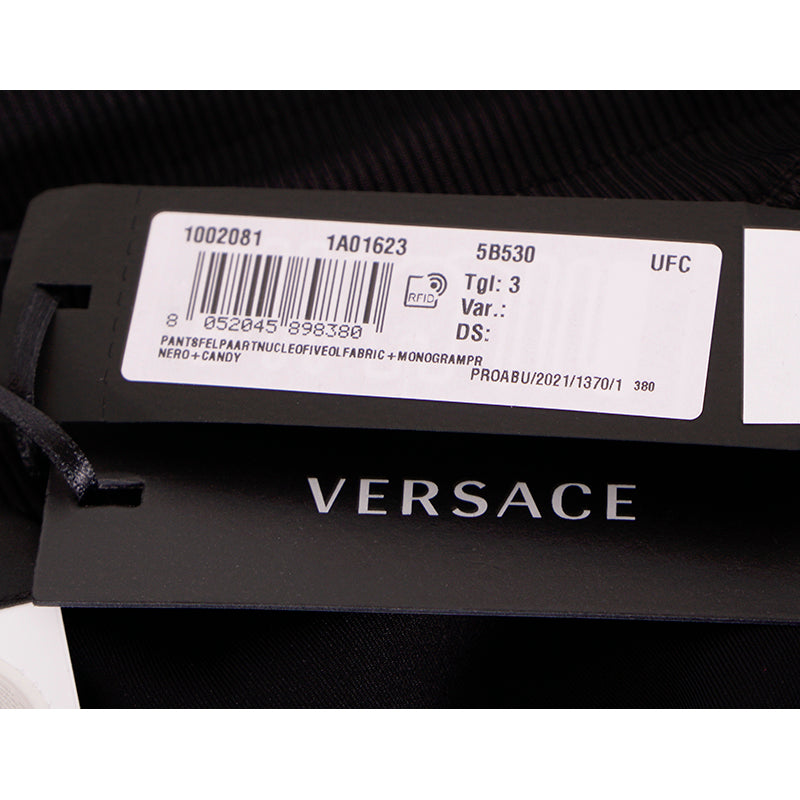 sz 3 US M NEW $625 VERSACE Black PINK LA GRECA LOGO Jersey Sporty JOGGER PANTS