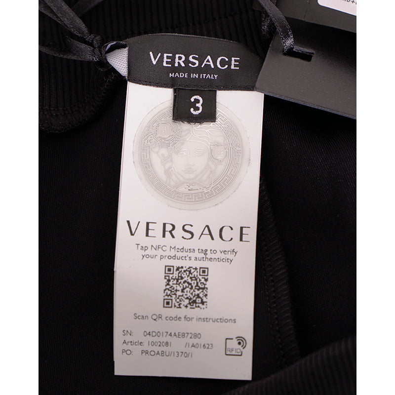 sz 3 US M NEW $625 VERSACE Black PINK LA GRECA LOGO Jersey Sporty JOGGER PANTS