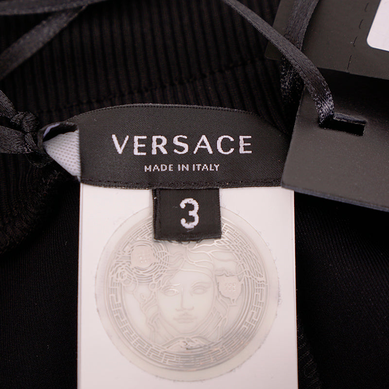 sz 3 US M NEW $625 VERSACE Black PINK LA GRECA LOGO Jersey Sporty JOGGER PANTS