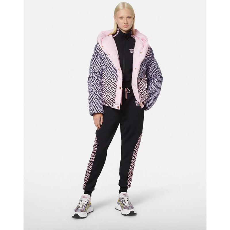 sz 3 US M NEW $625 VERSACE Black PINK LA GRECA LOGO Jersey Sporty JOGGER PANTS