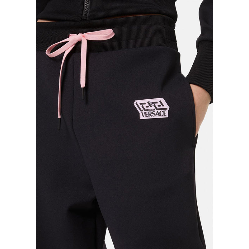 sz 3 US M NEW $625 VERSACE Black PINK LA GRECA LOGO Jersey Sporty JOGGER PANTS