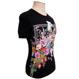 38 NEW $650 VERSACE Black LOGO IN BLOOM Jersey Stretch FITTED T-Shirt TEE TOP XS