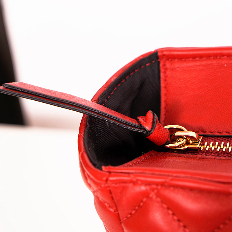 NEW $1800 VERSACE TRIBUTE Red Quilted Lambskin Leather GOLD MEDUSA HEAD Tote BAG