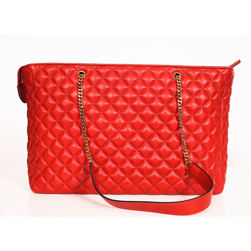 NEW $1800 VERSACE TRIBUTE Red Quilted Lambskin Leather GOLD MEDUSA HEAD Tote BAG