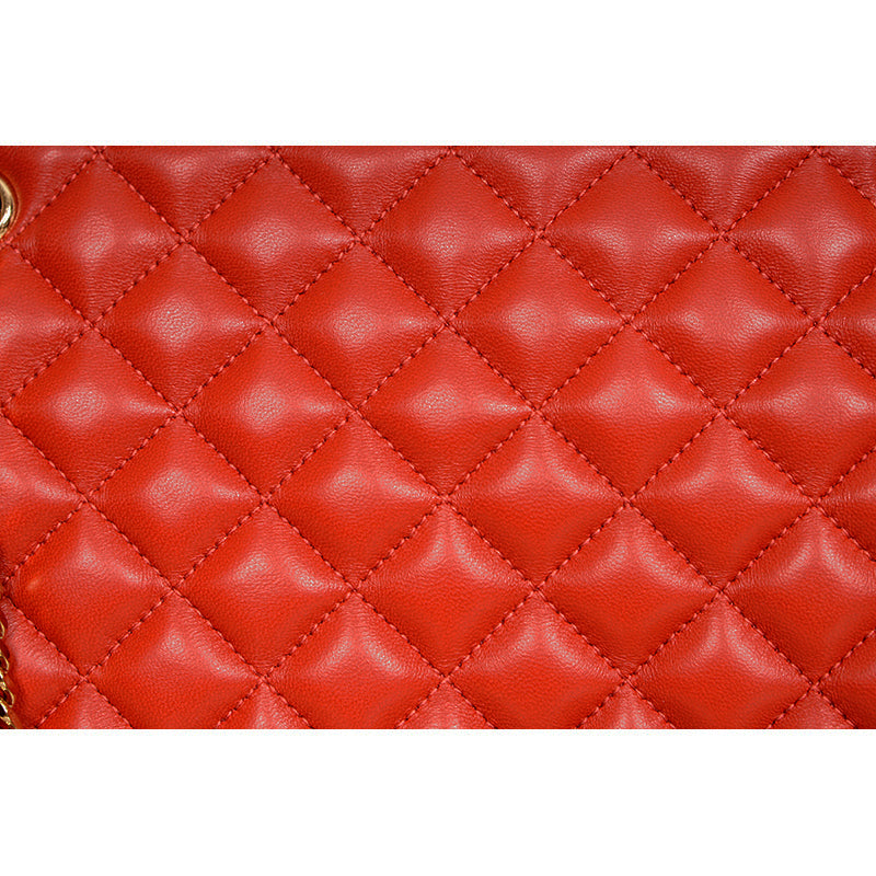 NEW $1800 VERSACE TRIBUTE Red Quilted Lambskin Leather GOLD MEDUSA HEAD Tote BAG