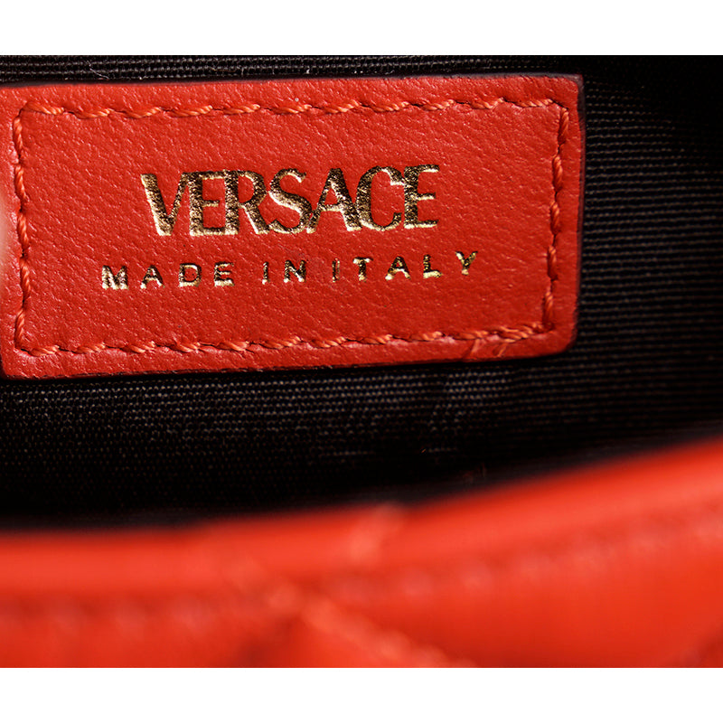 NEW $1800 VERSACE TRIBUTE Red Quilted Lambskin Leather GOLD MEDUSA HEAD Tote BAG