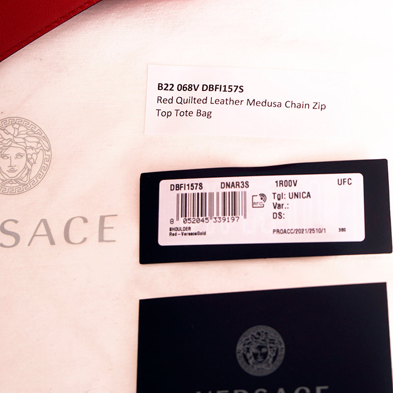 NEW $1800 VERSACE TRIBUTE Red Quilted Lambskin Leather GOLD MEDUSA HEAD Tote BAG