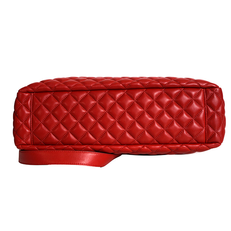 NEW $1800 VERSACE TRIBUTE Red Quilted Lambskin Leather GOLD MEDUSA HEAD Tote BAG