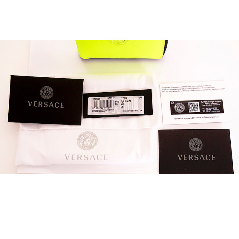 NEW $625 VERSACE Fluorescent NEON Yellow Rubber MEDUSA BIGGIE Bifold ZIP WALLET