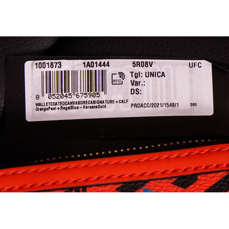 NEW $450 VERSACE RUNWAY Red Coated Canvas LA GRECA MODULAR Compact ZIP WALLET