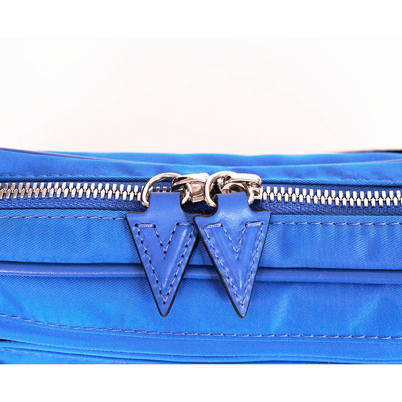 NEW $925 VERSACE Men's RUNWAY Blue Nylon LA MEDUSA LOGO Sling SMALL BELT BAG