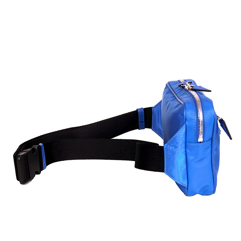 NEW $925 VERSACE Men's RUNWAY Blue Nylon LA MEDUSA LOGO Sling SMALL BELT BAG