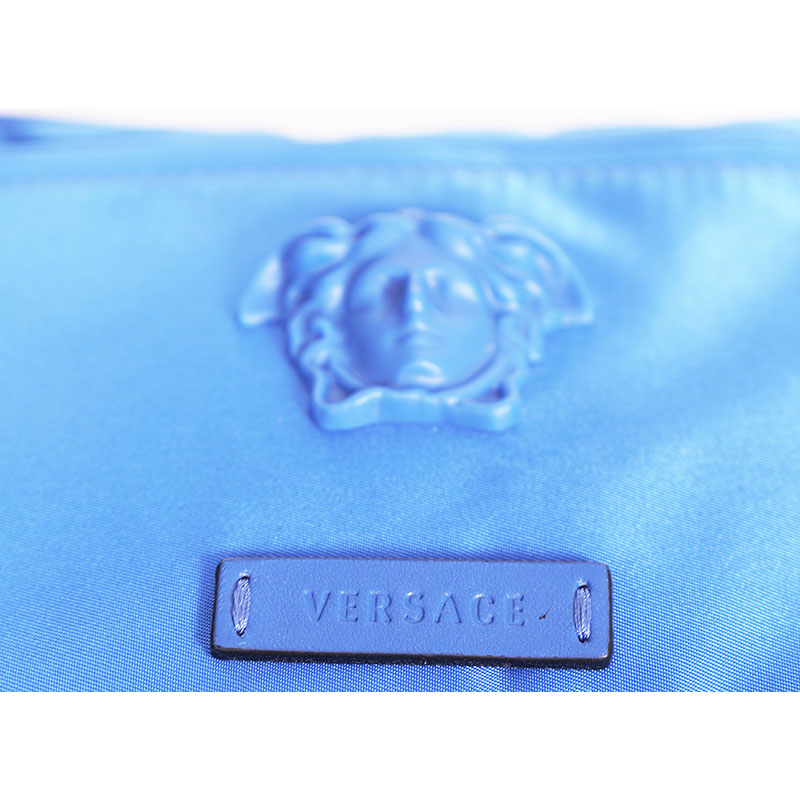 NEW $925 VERSACE Men's RUNWAY Blue Nylon LA MEDUSA LOGO Sling SMALL BELT BAG