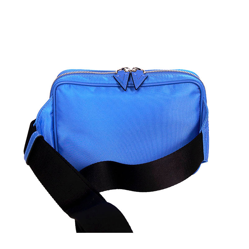 NEW $925 VERSACE Men's RUNWAY Blue Nylon LA MEDUSA LOGO Sling SMALL BELT BAG
