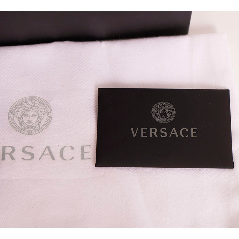 36.5, 37 & 39 NEW $1,450 VERSACE Blue Leather MEDUSA CHARM High Heel Chunky CHAIN SANDALS
