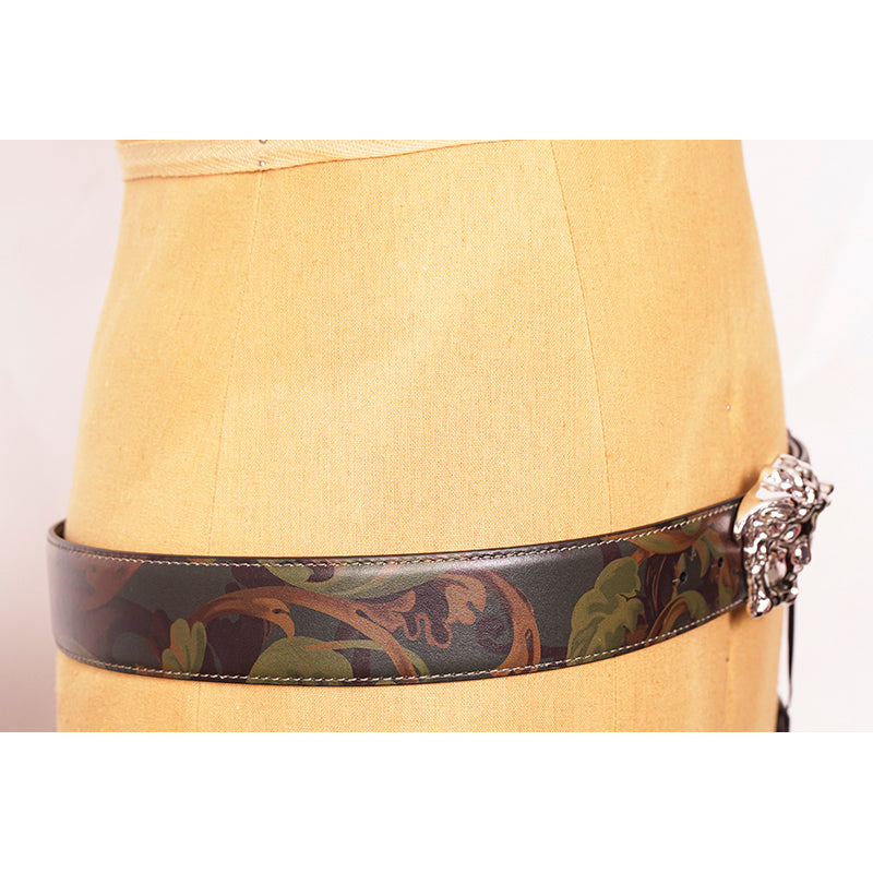 36 & 44 NEW $525 VERSACE Men Green BAROCCOFLAGE Reversible MEDUSA LOGO BELT NWT