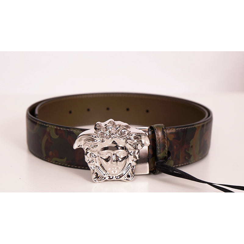 36 & 44 NEW $525 VERSACE Men Green BAROCCOFLAGE Reversible MEDUSA LOGO BELT NWT