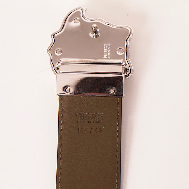 36 & 44 NEW $525 VERSACE Men Green BAROCCOFLAGE Reversible MEDUSA LOGO BELT NWT