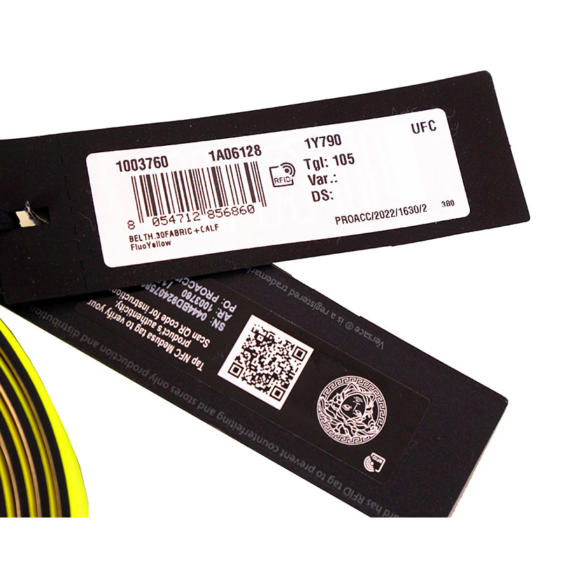 sz 95/38, 100/40 & 105/42 NEW $525 VERSACE Neon Yellow BIGGIE MEDUSA LOGO BUCKLE Leather BELT
