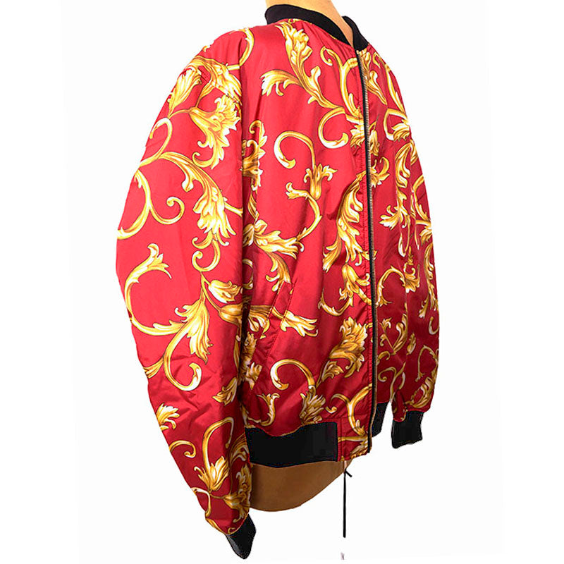 56 XXL NEW $2175 VERSACE Men's Red BAROQUE PRINT Medusa Logo REVERSIBLE JACKET