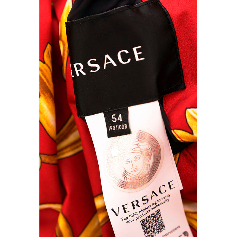 56 XXL NEW $2175 VERSACE Men's Red BAROQUE PRINT Medusa Logo REVERSIBLE JACKET