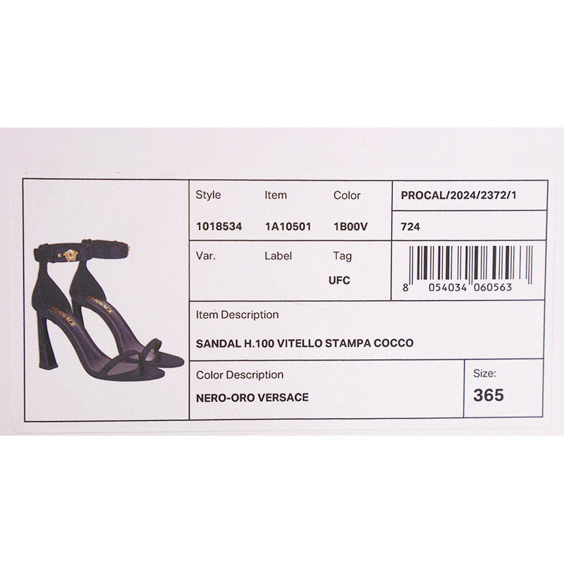 36.5 NEW $1,100 VERSACE Black Leather GOLD MEDUSA LOGO High Heel Chunky SANDALS