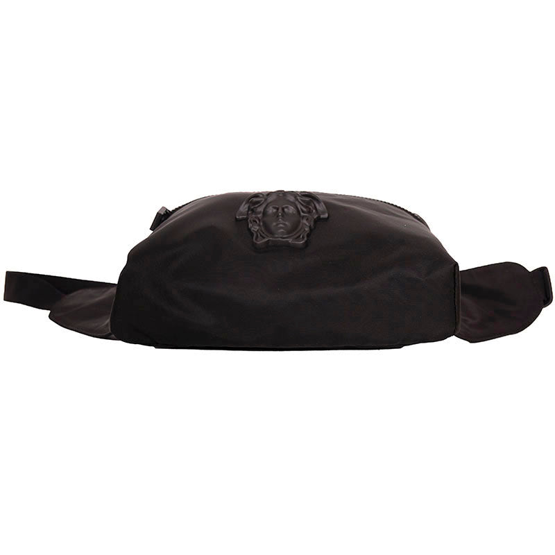 NEW $900 VERSACE Men's Black Nylon LA MEDUSA LOGO Sling Belt TRAVEL Waist BAG
