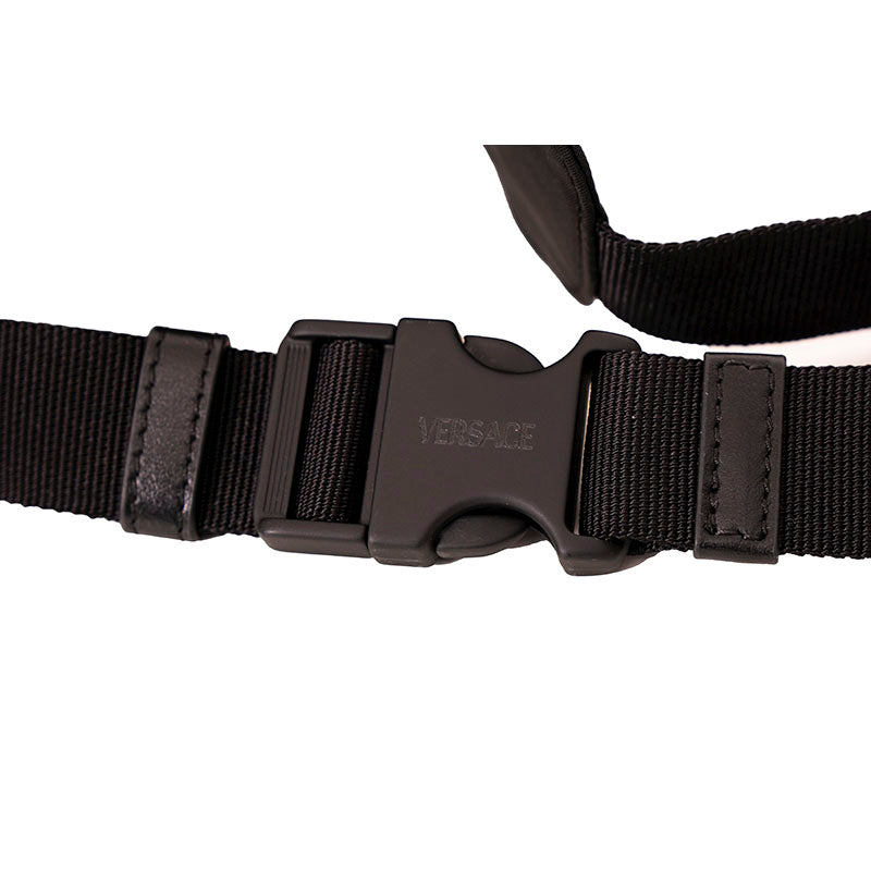 NEW $900 VERSACE Men's Black Nylon LA MEDUSA LOGO Sling Belt TRAVEL Waist BAG
