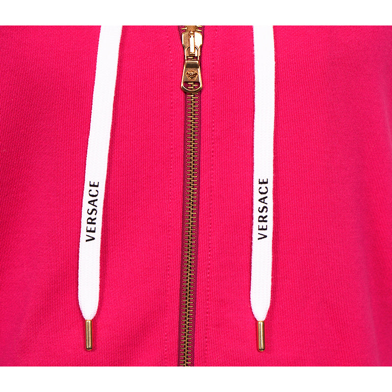 XS NEW $950 VERSACE Woman Hot Pink MEDUSA LOGO Oversize SWEATSHIRT HOODIE JACKET