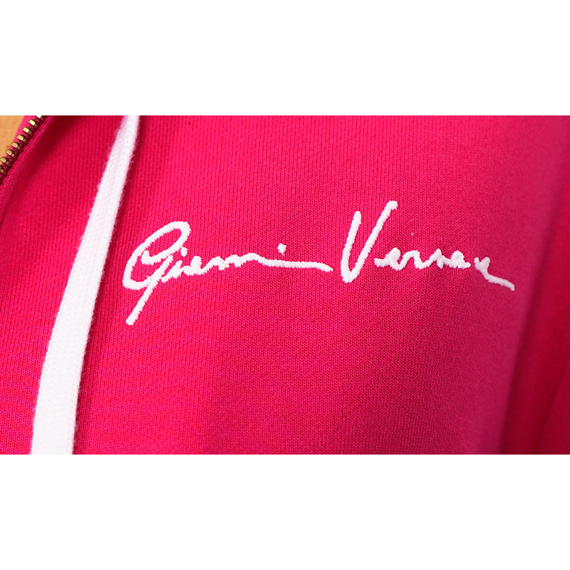 XS NEW $950 VERSACE Woman Hot Pink MEDUSA LOGO Oversize SWEATSHIRT HOODIE JACKET
