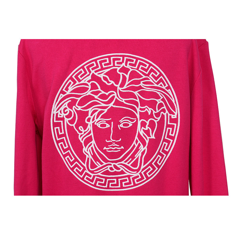 XS NEW $950 VERSACE Woman Hot Pink MEDUSA LOGO Oversize SWEATSHIRT HOODIE JACKET