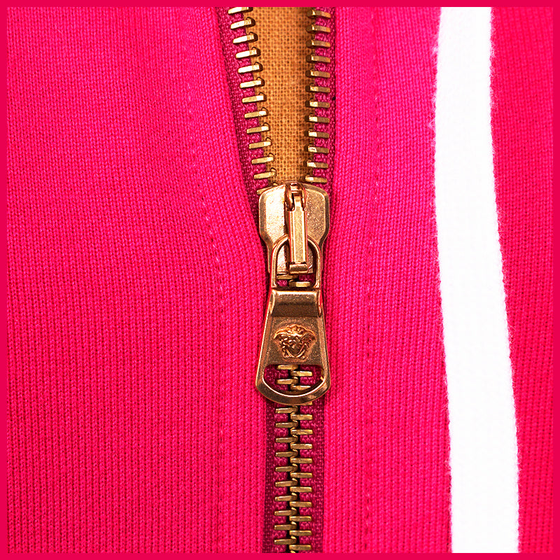 XS NEW $950 VERSACE Woman Hot Pink MEDUSA LOGO Oversize SWEATSHIRT HOODIE JACKET